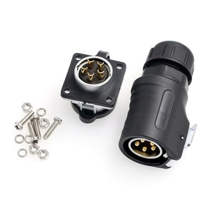 HangTon LP20 5 Pin Connector Waterproof 30 Amp Power Industrial Equipment Male Cable Plug Female Panel Mount Socket, Gold Plated Contact - color: Male Plug and Female Socket, size: 5-pin
