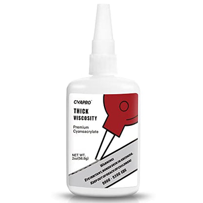 Heavy Duty Cyanoacrylate (CA) Super Glue by CYAPRO, Thick CA Adhesive 2 oz, 2500 CPS Viscosity Cyanoacrylate Adhesive for Woodworking, Hobby, General Repairs, Car, Shoe, transparent, 2 ounce - color: 2 ounce