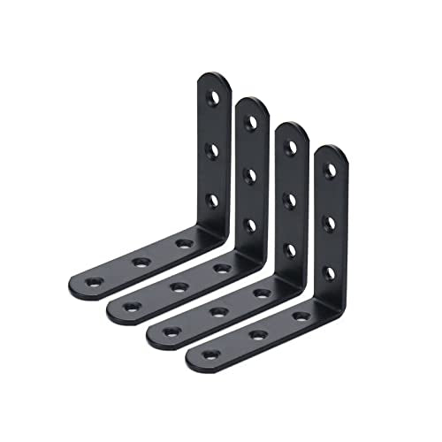 Corner Bracket 3.15" x 3.15" L Brackets Black Right Angle Bracket Corner Brace-4pcs - color: Black, size: 3.15" x 3.15"