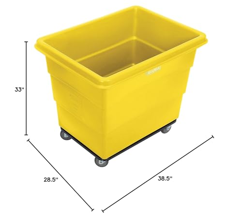 Global Industrial 12 Bushel Plastic Bulk Box Truck, Steel Base, Yellow - color: Yellow