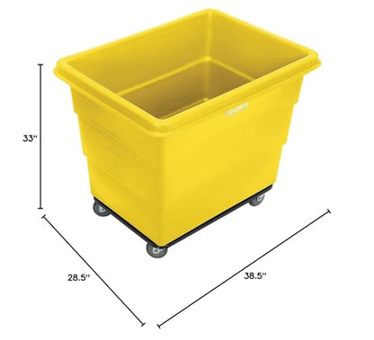Global Industrial 12 Bushel Plastic Bulk Box Truck, Steel Base, Yellow - color: Yellow