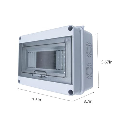 8 Way Circuit Breaker Box, MCB Distribution Protection Box with Transparent Cover, IP65 Waterproof ABS Plastic Material with DIN Rail for Indoor Outdoor Wall Mount Electrical Application - size: HT-8