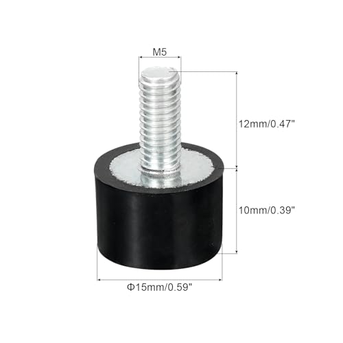 uxcell M5 Thread Rubber Mounts, Vibration Isolators, Cylindrical Shock Absorber with Studs 15 x 10mm 8pcs - size: M5x15x10mm