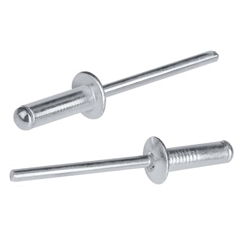 100 PCs 1/8'' x 1/4''Aluminum Blind Rivets, Pack of 100 CT 3.2mm x 6mm Pop Rivets with Aluminum Grip and Steel Mandrel - color: Silver, size: 1/8 x 1/4"