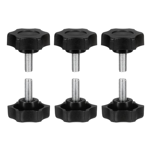 HARFINGTON 6Pcs Star Knob Handle M6 x 16mm Male Thread Metric Carbon Steel - size: M6 x 16mm