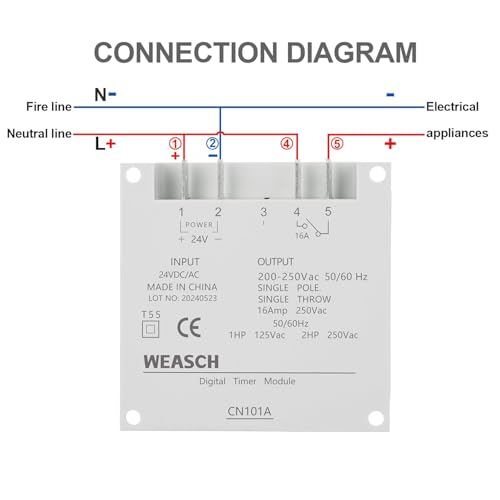 Timer Switch, DC/AC 24V 16Amp, Programmable Timer Time Relay Switch - size: AC/DC 24V