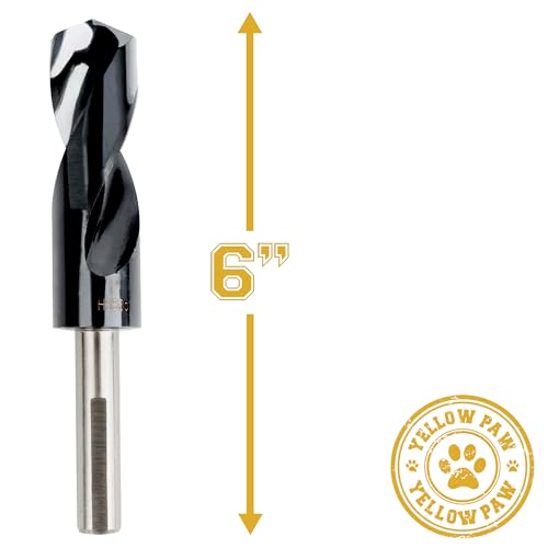 Yellow Paw 1 Inch Drill Bit for Metal - Industrial Grade M35 Cobalt Titanium Aluminum Nitrite - 1" Diameter & Total Length of 6" with Working Length of 3" Easily Drill Into Metal, Steel, & Aluminum - size: 1 in