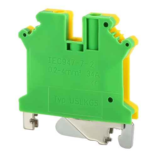 100PCS USLKG5 Wire Terminal Block DIN Rail Ground Circuit Application for 12-28 AWG 800V Electrical Cabinets Distribution Box,Solar Project,PLC Industrial Control Automation Panel DIY CNC RV - color: USLKG5 Ground
