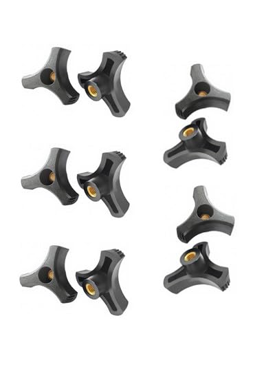 5/16"-18 Three Prong Wing Nut 2 inch Black Plastic Knob (10 Pack)