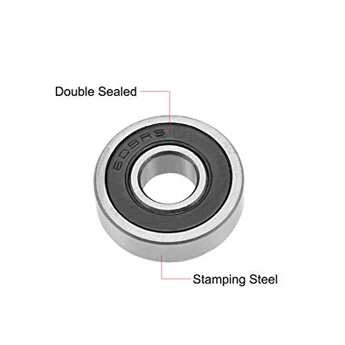 uxcell 609-2RS Deep Groove Ball Bearing 9x24x7mm Double Sealed ABEC-3 Bearings 5-Pack - size: 9mmx24mmx7mm