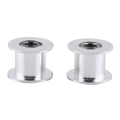 Gt2 Idler Pulley 10mm, 5 Pcs Toothless Bore 5mm Aluminum Aloy Timing Belt Drive Pulley for 3D Printer 10mm Width Timing Belt, Belt Tensioner Pulley Without Teeth