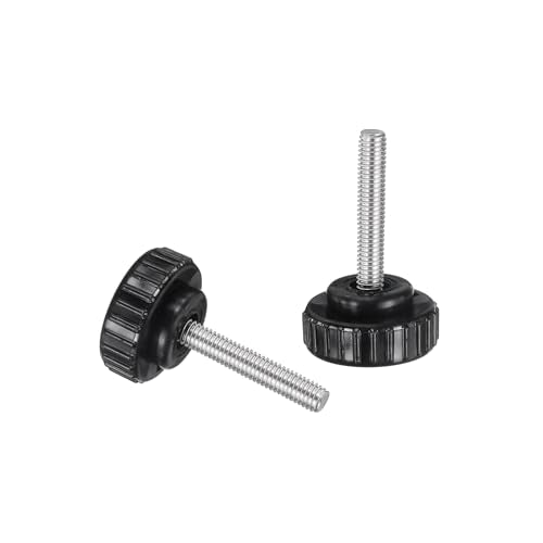 uxcell 2pcs Knurled Clamping Knobs M6 x 35mm Metric 304 Stainless Steel Male Thread Thumb Screw on Type 30mm Plastic Round Head Threaded Hand Bolt Stud Knobs Black - size: M6 x 35mm x 30mm