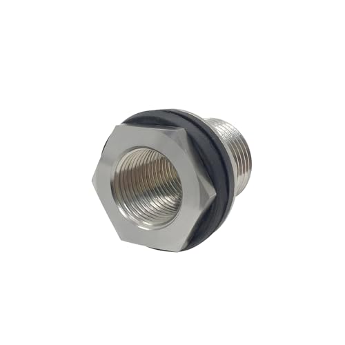 Beduan Stainless Garden Hose Bulkhead Fitting, 1 NPS Male to 3/4 GHT Female Bulkhead Water Tank Connector Thru-bulk Fitting for Rain Barrels, Aquariums, Sinks, Irrigation(Pack of 2) - size: 3/4 GHT to 1 NPS