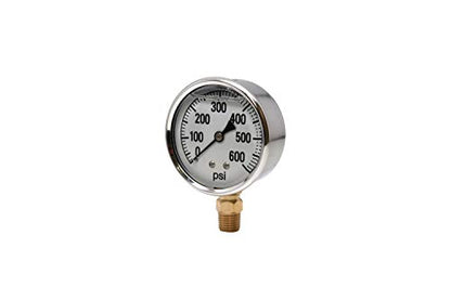Valley Industries 41 Series 2.5" 600 PSI Pressure Gauge - Stainless Steel, 1/4" NPT Brass Bottom Mount, Glycerin Filled - size: 600 PSI