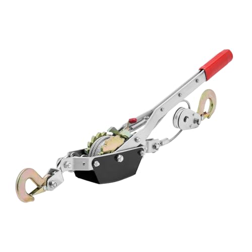 VEVOR Come Along Winch, 2 Ton (4,409 lbs) Pulling Capacity, 12 ft Steel Cable, 2 Hooks, Heavy Duty Ratchet Power Puller Tool with Dual Gears, Automotive Hoist Cable Puller Ideal for Vehicle Rescue - size: 2 Ton