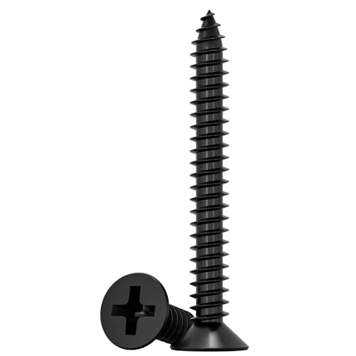 Black Screws,100 PCS #10X2 Stainless Steel Phillips Flat Head Screws - color: Black, size: #10x2"