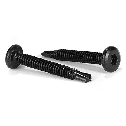 #12 x 1-1/4" Sheet Metal Screws 100Pcs 410 Stainless Steel Flat Head Socket Cap, Tek Allen Socket Drive Self Tapping Black Oxide by SG TZH - size: #12 x 1-1/4"