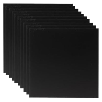 10 Pcs 8”X8” Black Opaque Rigid Plastic Sheet, 0.02 inch Thick PVC Sheet 200mm x 200mm for Office DIY Cutting - color: Black