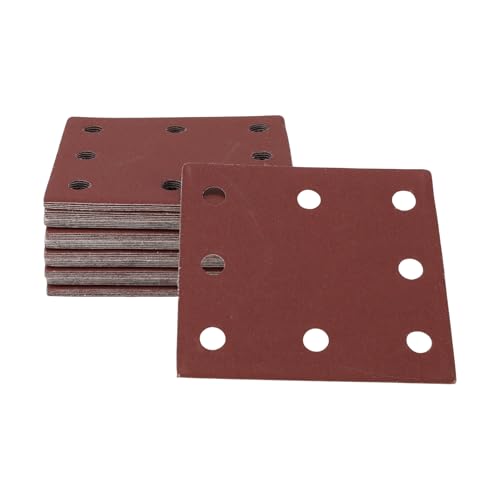 50 Pcs Rectangle Sandpaper 8 Hole 240 Grit Hook and Loop Sanding Sheets Universal for Automotive Refinishing Woodworking 115x110mm Aluminum Oxide Red - size: 240 Grit