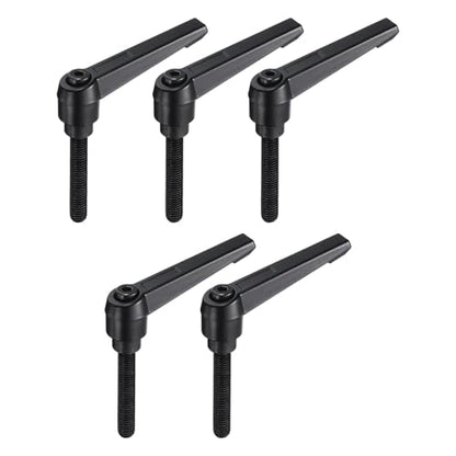uxcell 5pcs Adjustable Clamping Lever Handle M8 x 50mm Metric Black Oxide Carbon Steel Male Threaded Stud Hand Knobs Ratchet Rotating Screw Handles Bolts with Locking Lever Black - size: M8 x 50mm