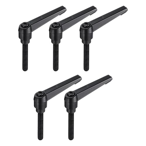 uxcell 5pcs Adjustable Clamping Lever Handle M8 x 50mm Metric Black Oxide Carbon Steel Male Threaded Stud Hand Knobs Ratchet Rotating Screw Handles Bolts with Locking Lever Black - size: M8 x 50mm