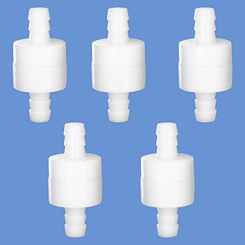Quickun 3/8" One Way Inline Check Valve, Non Return Hose Barb, Ozone Resistance Plastic Valve for Fuel Oil Water Gas Pump Air, 5 Pcs - size: 3/8 Inch
