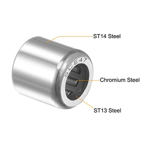 uxcell SCE47 Needle Roller Bearings, Drawn Cup Open End, 1/4-inch Bore 7/16-inch OD 7/16-inch Width 4000N Static Load 3850N Dynamic Load 5pcs - size: 1/4x7/16x7/16"