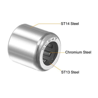 uxcell SCE47 Needle Roller Bearings, Drawn Cup Open End, 1/4-inch Bore 7/16-inch OD 7/16-inch Width 4000N Static Load 3850N Dynamic Load 5pcs - size: 1/4x7/16x7/16"