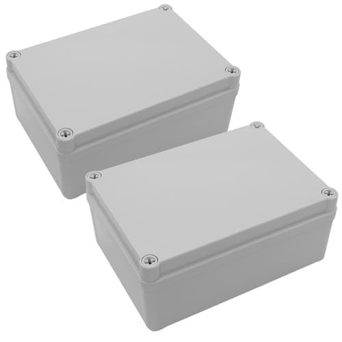 LeMotech Junction Box IP67 Waterproof Dustproof ABS Plastic Project Box for Electrical Outdoor Enclosure Gray 6.9 x 4.9 x 3 inch (175 x 125 x 75 mm),2 Pack - size: 6.9" x 4.9" x 3" (2pc)