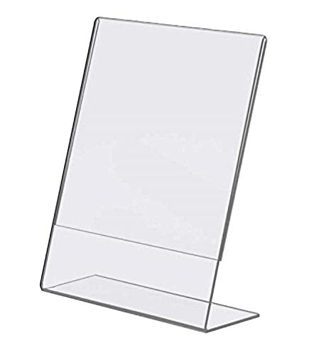 Dazzling Displays Clear Acrylic Slanted Sign Holder 8.5 x 11 - Slanted Picture Frame Premium Acrylic Sign Holder for Office, Retail, Tradeshows Single