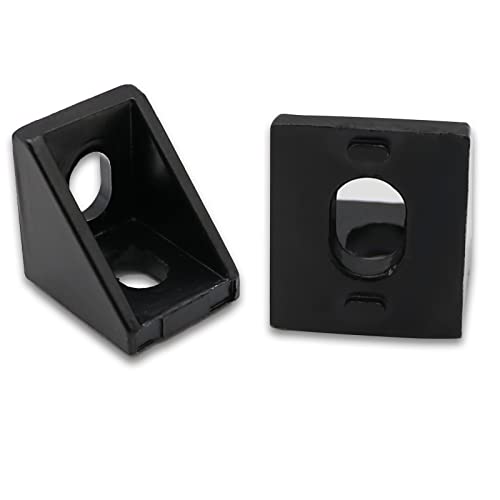 20pcs Black 2020 Series 1720 Aluminum Profile Corner Bracket with 40pcs M5 T Nuts +40pcs M5 Screws + 1pcs Wrench for Slot 6mm 20S Aluminum Rail Accessories (20PCS 1720 Corner Bracket) - style: 20PCS 1720 Corner Bracket black