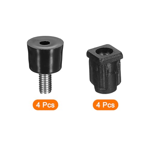 uxcell 4 Set Leveling Feet, M5x10x10mm Plastic Adjustable Furniture Leg Leveling Square Tube Insert Screw-in Glide Levelers for Table Chair Furniture, Black - size: M5x10x10mm