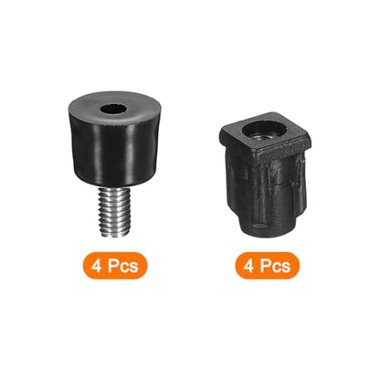 uxcell 4 Set Leveling Feet, M5x10x10mm Plastic Adjustable Furniture Leg Leveling Square Tube Insert Screw-in Glide Levelers for Table Chair Furniture, Black - size: M5x10x10mm