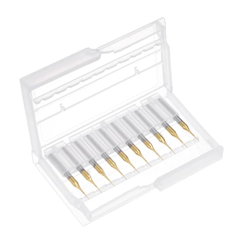 uxcell 10Pcs 0.3mm Titanium Coat Carbide End Mill Engraving Milling Cutter CNC Router Bits for PCB Machine, 1/8" Shank - size: 0.3mm
