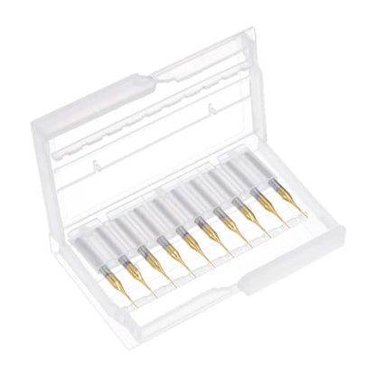 uxcell 10Pcs 0.3mm Titanium Coat Carbide End Mill Engraving Milling Cutter CNC Router Bits for PCB Machine, 1/8" Shank - size: 0.3mm