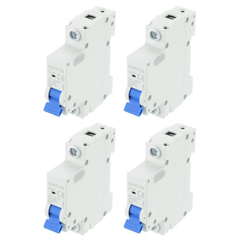 MECCANIXITY 4Pcs Miniature Circuit Breaker 1P 16A AC 110V DZ47-63 DIN Rail Mount Disconnect Switch Circuit Breaker Protection Thermal Magnetic Trip for Short Circuit Protection, Overload Blue - style: 16A