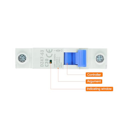 MECCANIXITY 4Pcs Miniature Circuit Breaker 1P 20A AC 110V DZ47-63 DIN Rail Mount Disconnect Switch Circuit Breaker Protection Thermal Magnetic Trip for Short Circuit Protection, Overload Blue - style: 20A