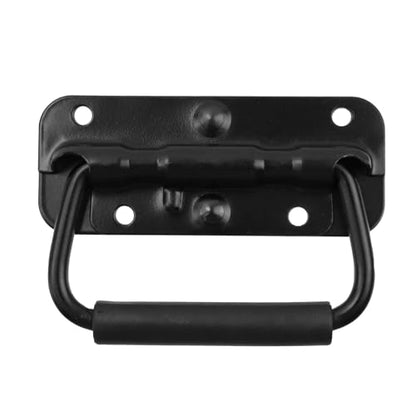 Bitray 4-Pack Spring Loaded Folding Chest Handle Rubber Grip 4.33in Black