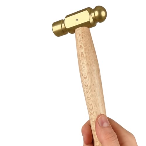 ARTESIA TOOL 10" (25.4 cm) Brass Ball Pein Hammer | 1/2" (1.27 cm) Striking Surface | Spark-Free | Solid Wood Handle | Ideal for Jewelers & Metal Crafting