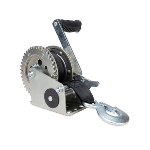 Camco 2000lb Boat Trailer Winch - Manual Hand Crank Boat Winch Features 20-Foot Strap & 2-Way Ratchet - 2,000lb Weight Capacity - Boat Trailer Accessories (50000) - size: 2,000 lb. Capacity