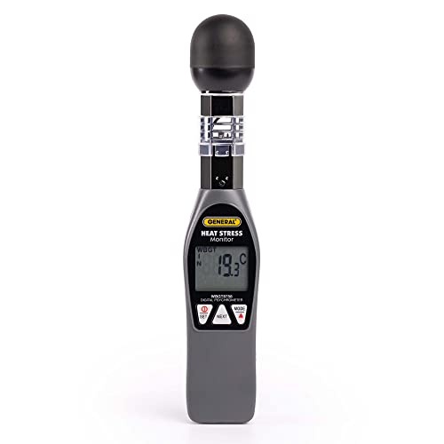 General Tools Hand-held Heat Stress Monitor #WBGT8758, 32° to 122° F, 0 to 100% RH, 35 x 40 mm Brass Black Ball - style: Standard