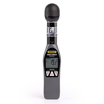 General Tools Hand-held Heat Stress Monitor #WBGT8758, 32° to 122° F, 0 to 100% RH, 35 x 40 mm Brass Black Ball - style: Standard