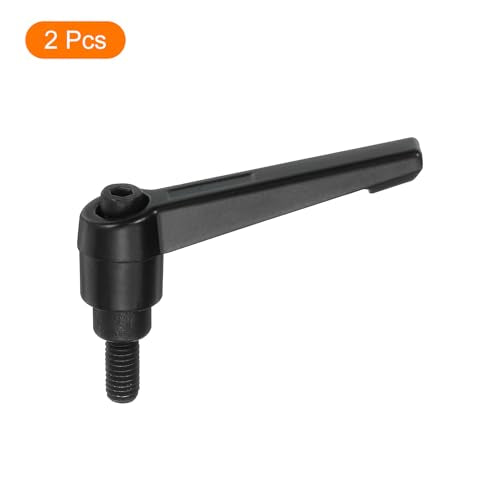 uxcell 2Pcs M6 x 12mm Adjustable Knobs Handle Male Thread Push Button Ratchet Quick Release Locking Rotating Bolt for Lathe Machinery, Black - size: M6 x 12mm