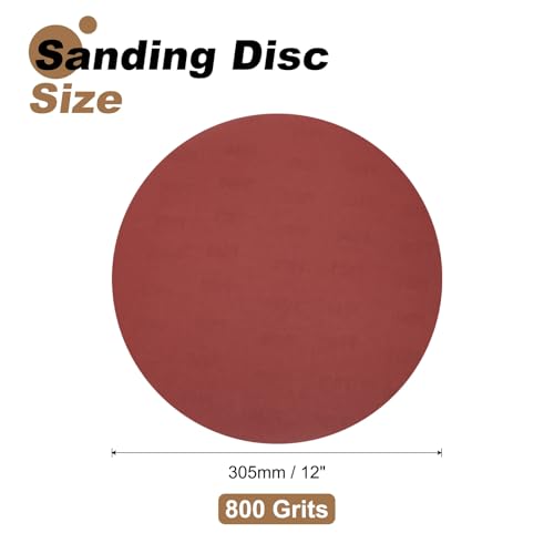 uxcell 8pcs 12-Inch PSA Sanding Discs, 800 Grits Aluminum Oxide Self Adhesive Stick Back Sandpapers, No-Hole Round Wet/Dry Sander Papers, Sand Auto Car Paint, Wood, Metal - size: 800 Grits