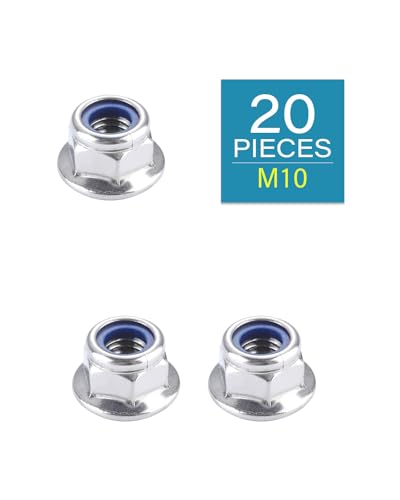 IMScrews M10 x 1.5 Flange Nuts, 304 Stainless Steel Hex Flange Lock Nuts DIN6926, Integrated Washer Base, Blue Nylon Locking Insert, Corrosion Resistant, Pack of 25 - size: M10-1.5