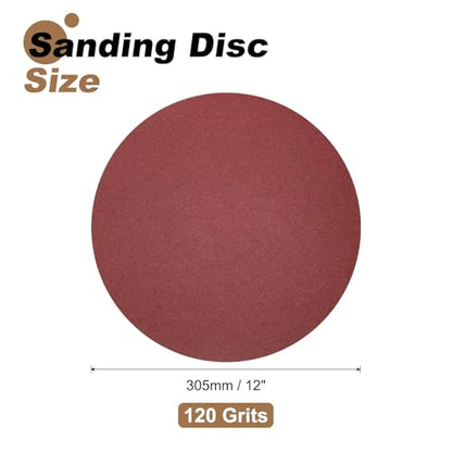 uxcell 8pcs 12-Inch PSA Sanding Discs, 120 Grits Aluminum Oxide Self Adhesive Stick Back Sandpapers, No-Hole Round Wet/Dry Sander Papers, Sand Auto Car Paint, Wood, Metal - size: 120 Grits
