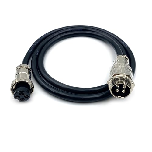 3.28 ft GX20 4 Pin Male to Female Cable, GX20 4Pins Female to Male Head Aviation Cordset Electrical Connector Panel Mount Circular Metal Adapter Cordset for Ships 7A 200V 17AWG (1meter) - size: GX20 4Pin