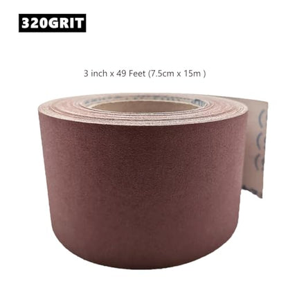 320 Grit Sandpaper Roll, 3 Inch x 49 Feet Emery Cloth Roll Aluminum Oxide Abrasive Paper Roll Continuous Sandpaper for Metalworking, Woodworker, Furniture Repair, Sanding Automotive Plumbing - size: 320 Grit