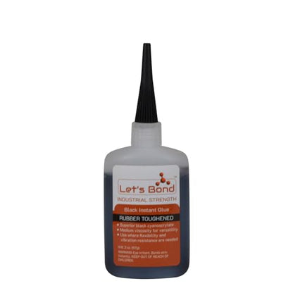 Let's Bond 2 oz Black Premium Cyanoacrylate, Medium Viscosity, 300 CPS - size: 2 oz