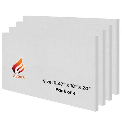 4 Pack Ceramic Fiber Board, 0.47" Thick x 18" x 24", Fireproof Board - size: 0.47" x 18" x 24" / 4 Pcs